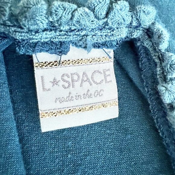 L Space Small Blue Romper Lace Shoulder V Neck Short Sleeve Mini Jumpsuit Shorts - Picture 12 of 14